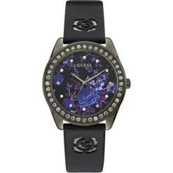 Femme Guess Montre Femme Violet en Cuir noire