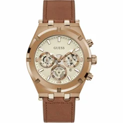 Homme Guess Montre Homme Continental en Cuir marron