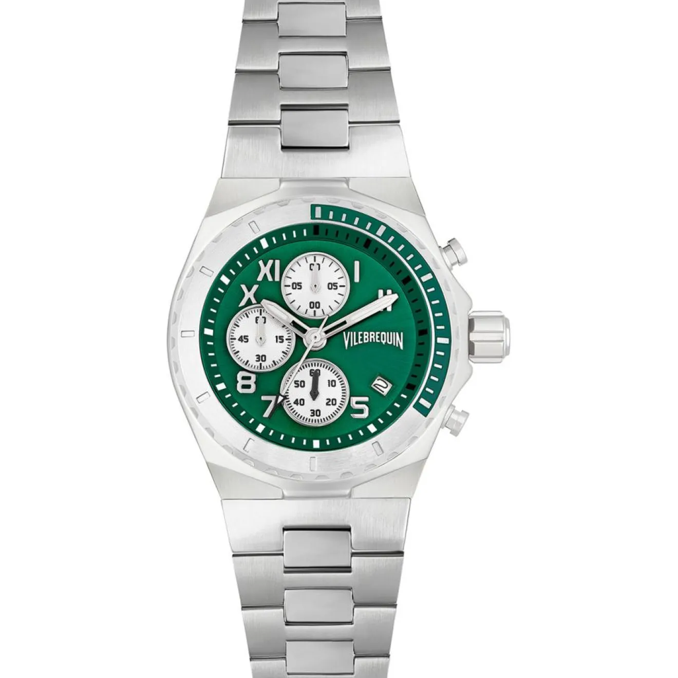 Online Vilebrequin Montre Homme en Acier Chronographe argentée