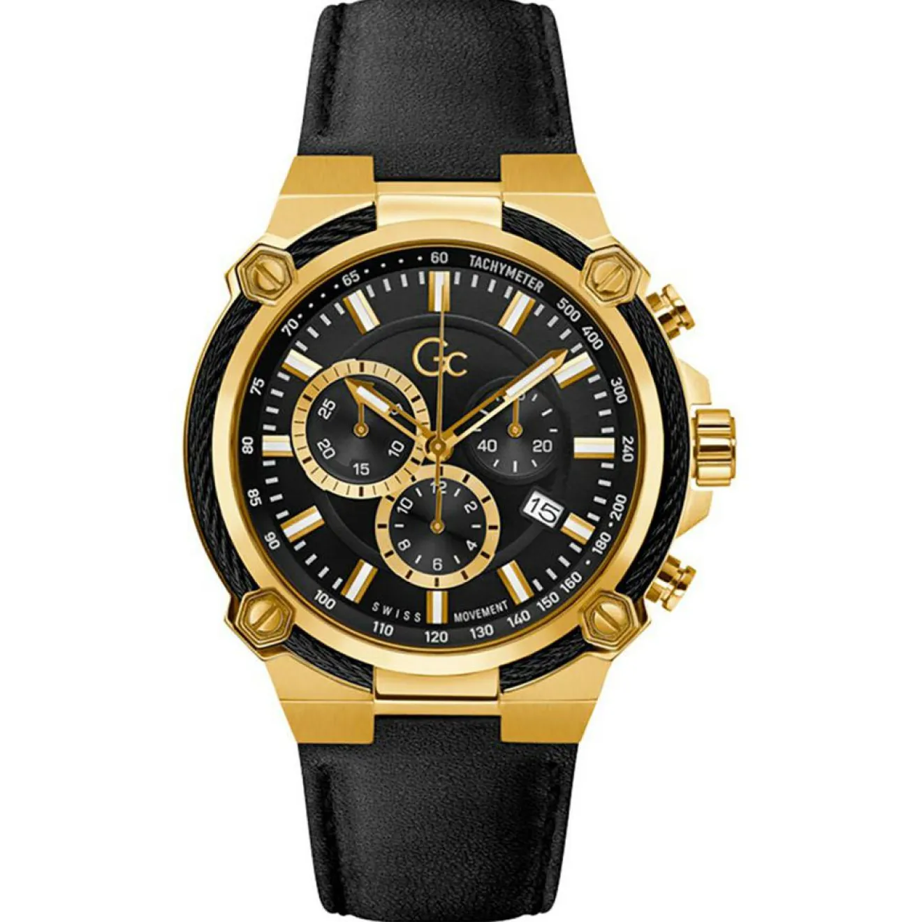 Sale Guess Collection Montre Homme en Cuir noire