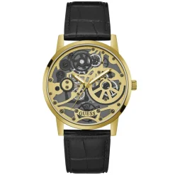 Homme Guess Montre Homme Gadget en Cuir noire