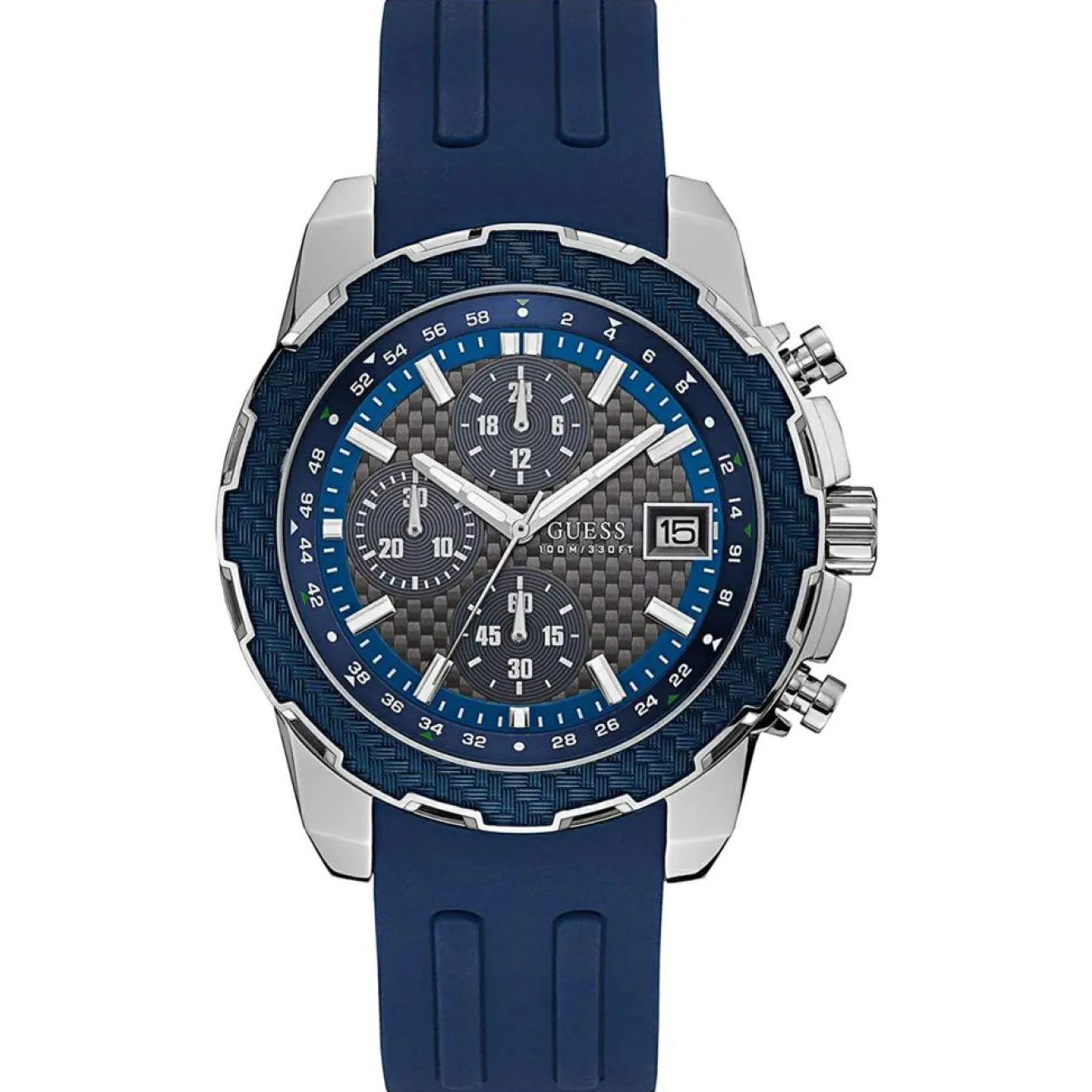 Hot Guess Montre Homme Octane en Caoutchouc bleue