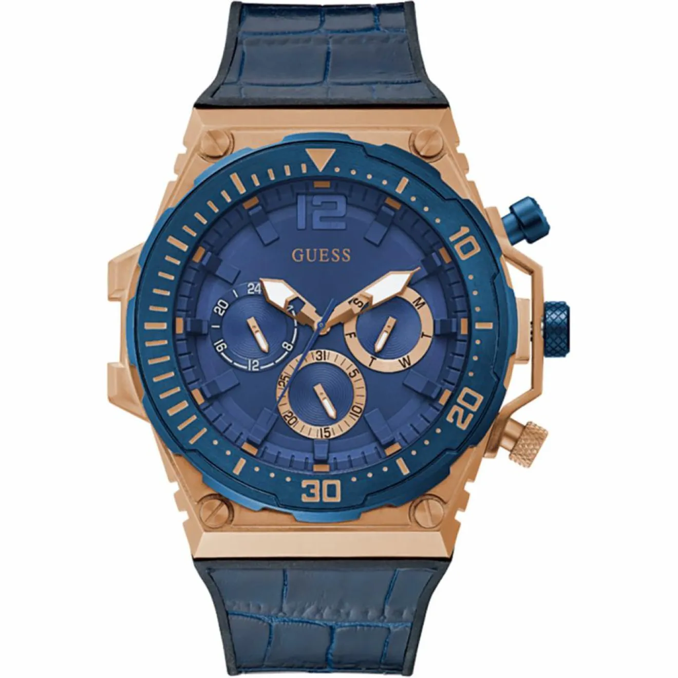 Guess Montre Homme Venture en Cuir bleue