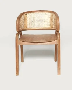 Uniqka Moon - Chaise en teck massif et cannage rotin