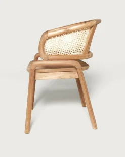 Uniqka Moon - Chaise en teck massif et cannage rotin