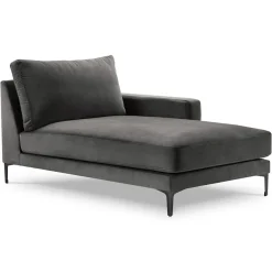 New Mazzini Sofas Méridienne Velours Droite Venus grise - 160x104x90 cm