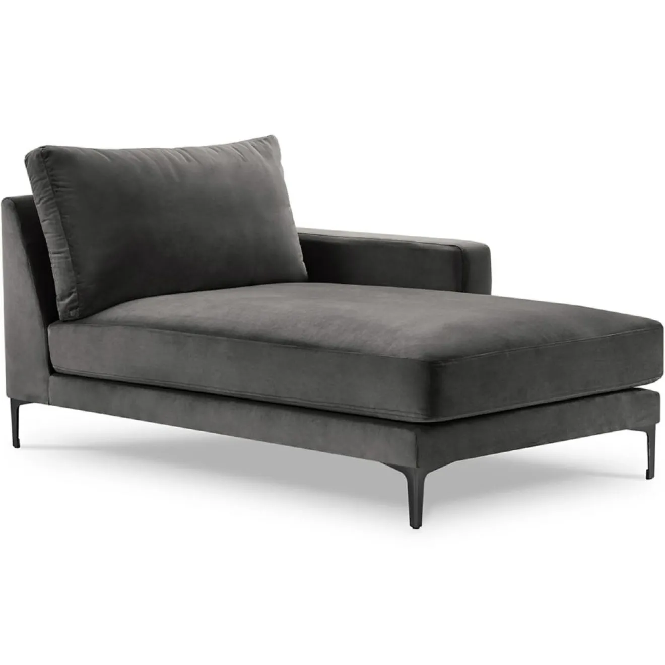 New Mazzini Sofas Méridienne Velours Droite Venus grise - 160x104x90 cm
