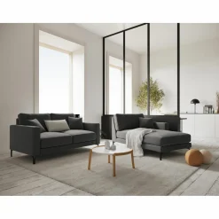 New Mazzini Sofas Méridienne Velours Droite Venus grise - 160x104x90 cm