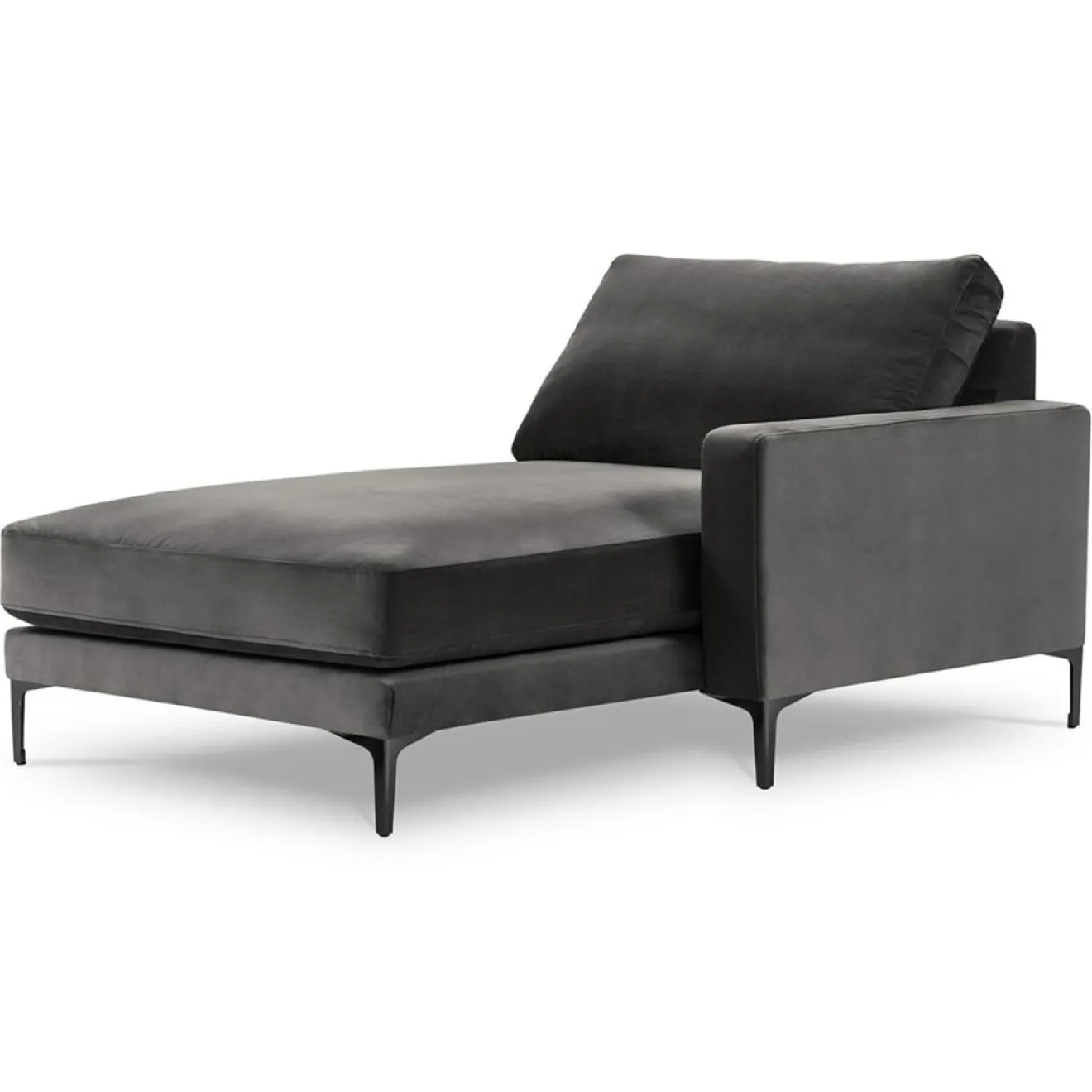 New Mazzini Sofas Méridienne Velours Droite Venus grise - 160x104x90 cm