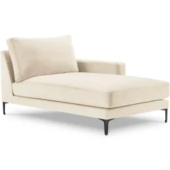 Clearance Mazzini Sofas Méridienne Velours Droite Venus beige clair - 160x104x90 cm