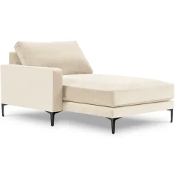Mazzini Sofas Méridienne Velours Gauche Venus beige clair - 160x104x90 cm