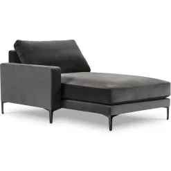 New Mazzini Sofas Méridienne Velours Gauche Venus grise - 160x104x90 cm