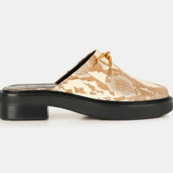 Online By Far Mules en Cuir Sabot beige