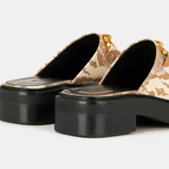 Online By Far Mules en Cuir Sabot beige