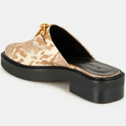 Online By Far Mules en Cuir Sabot beige