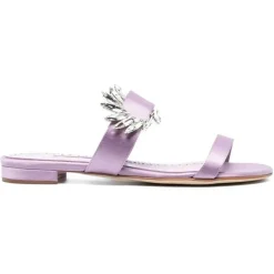 Online Manolo Blahnik Mules en Satin Chivela lilas
