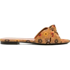 Online Saint Laurent Mules en Velours de Cuir Bianca marron