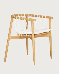 Best Uniqka Nala - Chaise en teck massif et cordage blanc
