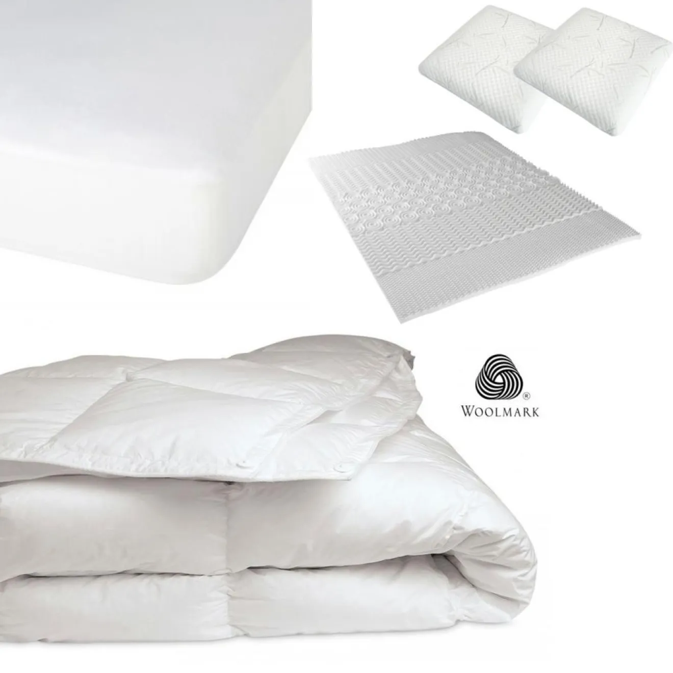 Novasom Pack 5 pièces : 2 Oreillers + Protège-Matelas + Couette + Surmatelas - 160x200 cm