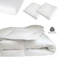 Neorev Pack 4 pièces blanc : 2 Oreillers + Protège-Matelas + Couette - 180x200 cm