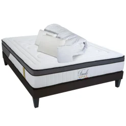 Discount Bellecour Pack Prêt à Dormir Tivoli Matelas + Sommier + Accessoires blanc - 140x200 cm