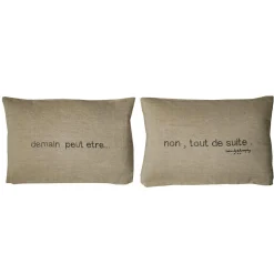 Bed and Philosophy Paire de coussins sérigraphiés en lin naturels 25x40cm