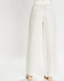 Femme Lauren Vidal Pantalon 100% Lin Cara écru