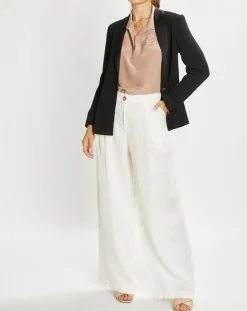 Femme Lauren Vidal Pantalon 100% Lin Cara écru