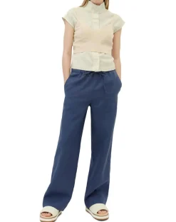 Femme Marc O'Polo Pantalon 100% Lin Elastique Lin bleu moyen