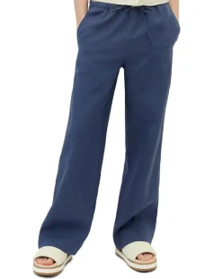 Femme Marc O'Polo Pantalon 100% Lin Elastique Lin bleu moyen
