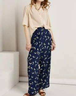 Femme See u Soon Pantalon ample fluide Julia imprimé marine