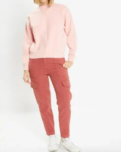 Femme Galeries Lafayette Pantalon cargo en Twill de Coton recyclé Robin rouge foncé