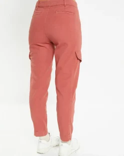 Femme Galeries Lafayette Pantalon cargo en Twill de Coton recyclé Robin rouge foncé