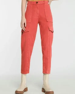 Femme Galeries Lafayette Pantalon cargo en Twill de Coton recyclé Robin rouge foncé