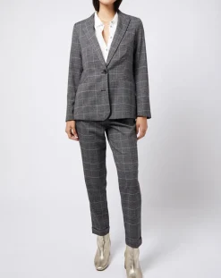 Sale Esprit Pantalon carotte Prince de Galles lurex gris