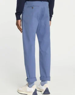 Homme Galeries Lafayette Pantalon chino en Coton bio droit Kutdroit bleu vintage