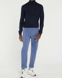 Homme Galeries Lafayette Pantalon chino en Coton bio droit Kutdroit bleu vintage