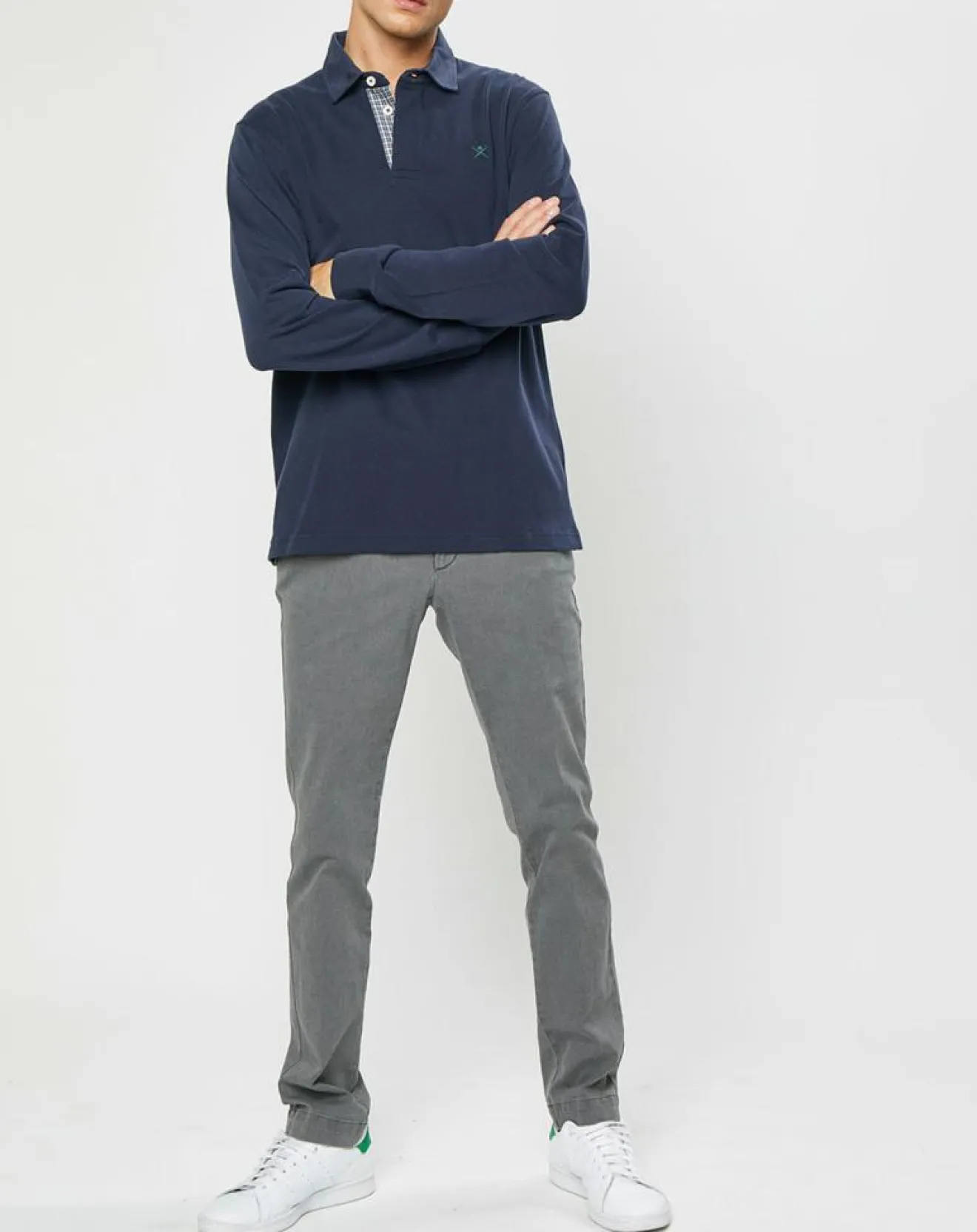 Homme Hackett London Pantalon Chino Slim Armure gris