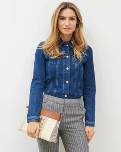 Femme Caroll Pantalon de tailleur en Laine mélangée Danny à chevrons bleu marine