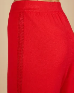 Clearance Cashmere Tribu Pantalon en Coton & Cachemire Salomé groseille