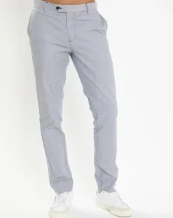 Best Hackett London Pantalon en Coton & Lin chino Regular Fit Milleraie bleu/blanc