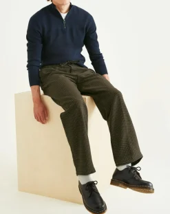 Hot Dockers Pantalon en Coton Bio Pull On imprimé pied-de-poule marron/bleu