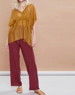 Discount Mare di Latte Pantalon en Crêpe de Soie Tiago noir tomate