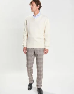 Hot Hackett London Pantalon en Laine mélangée imprimé Prince de Galles beige