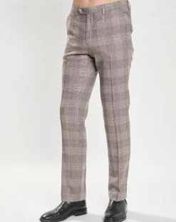 Hot Hackett London Pantalon en Laine mélangée imprimé Prince de Galles beige