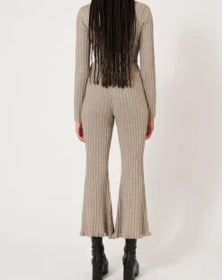 Femme Manoush Pantalon en maille Côte Lurex argenté