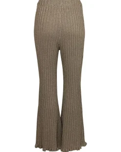 Femme Manoush Pantalon en maille Côte Lurex argenté