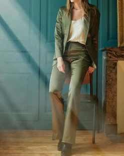 Femme Lauren Vidal Pantalon en Satin Moon bronze