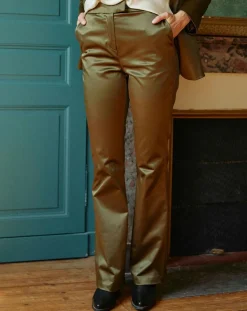 Femme Lauren Vidal Pantalon en Satin Moon bronze