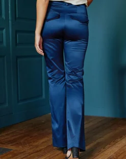 Outlet Lauren Vidal Pantalon en Satin Moon nuit